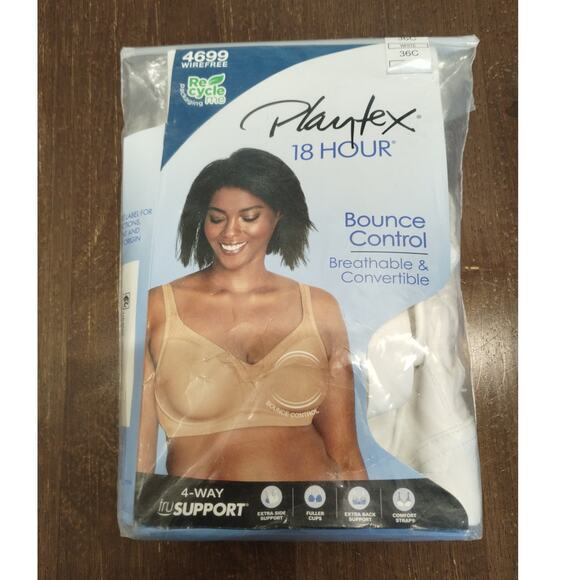 Playtex NEW (Open Bag) Size 36C White Bounce Control 18 Hour Wirefree Bra 4699 - Picture 1 of 4